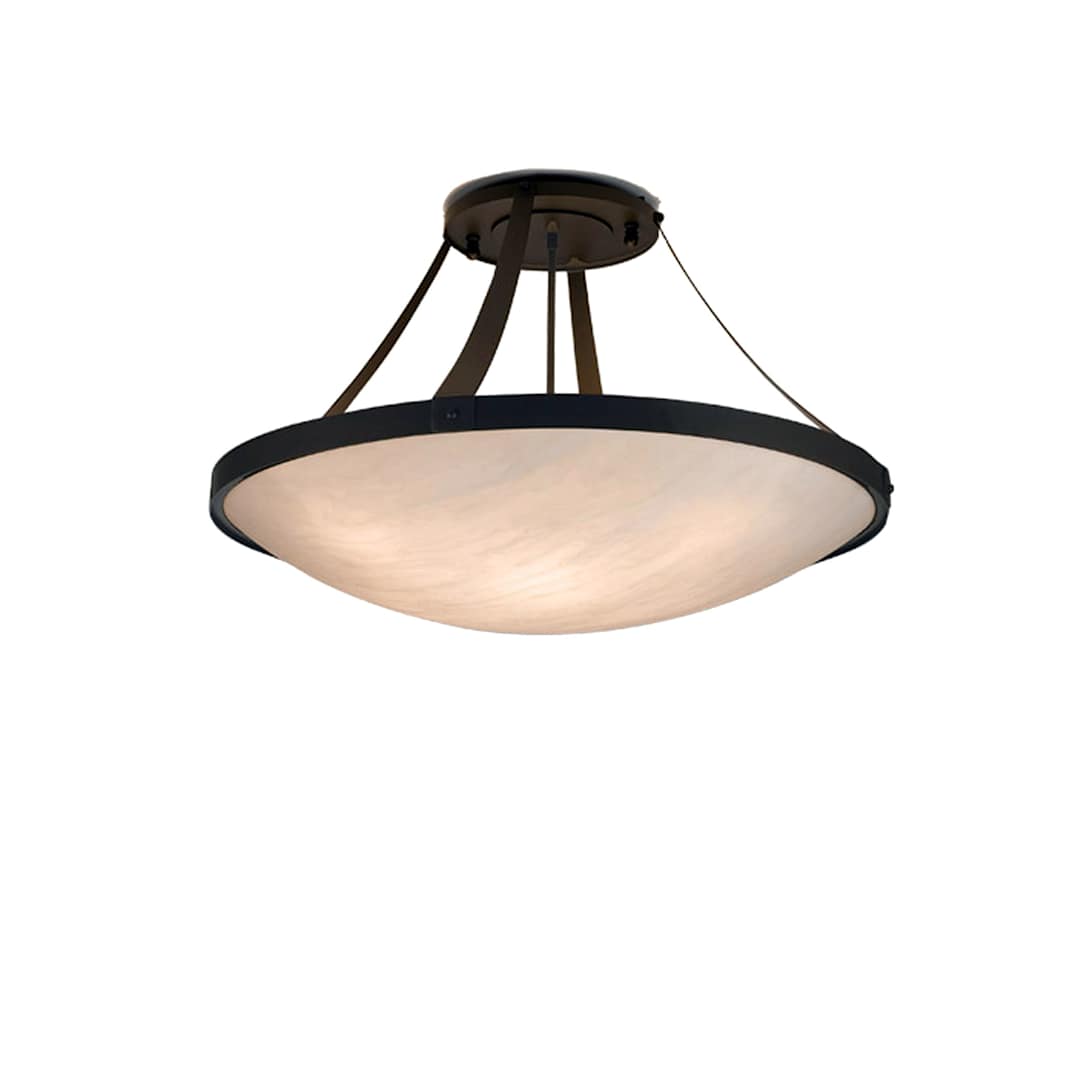 Urban 8 Light 42" Wide Semi Flush Ceiling Fixture with White Glass Shade