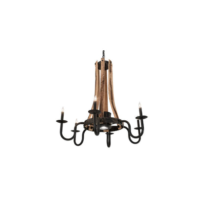 Barrel Stave 6 Light 36" Wide Taper Candle Style Chandelier