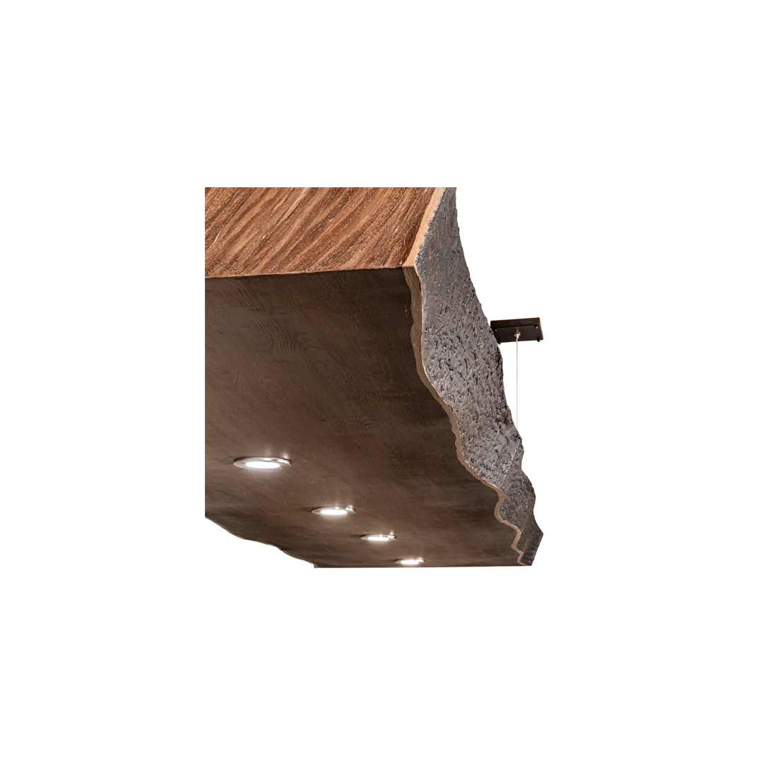 5 Light 93" Wide Wood Linear Pendant