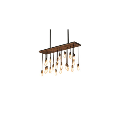 22 Light 48" Wide Wood Linear Pendant