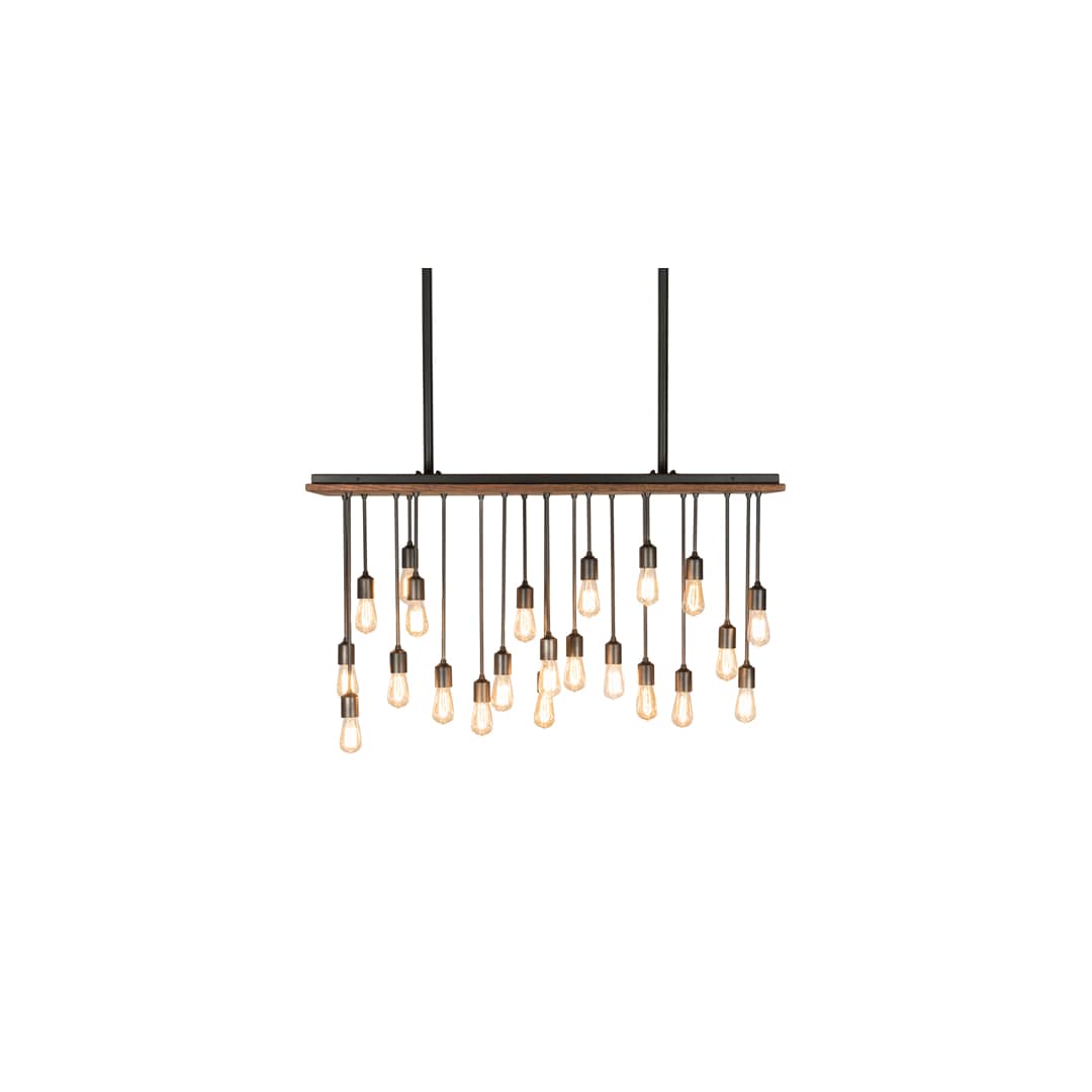 22 Light 48" Wide Wood Linear Pendant