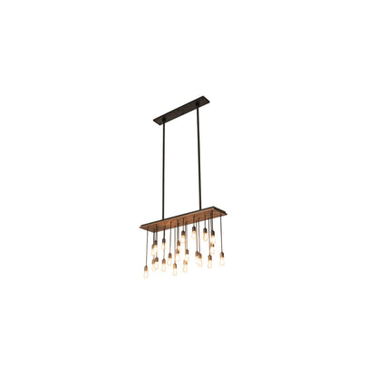 22 Light 48" Wide Wood Linear Pendant