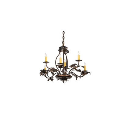 Oak Leaf and Acorn 6 Light 28" Wide Taper Candle Style Chandelier