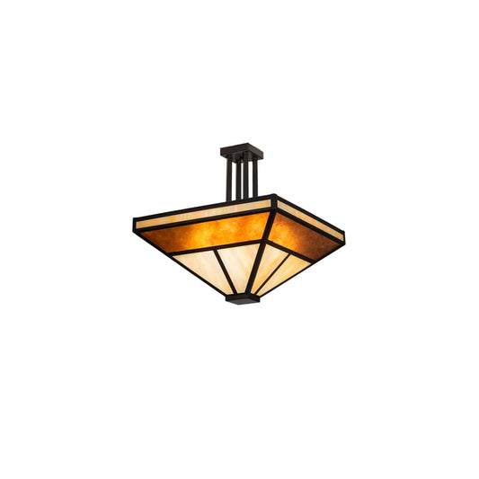 T Mission 8 Light 34" Wide Semi-Flush Ceiling Fixture - Flat Black Finish