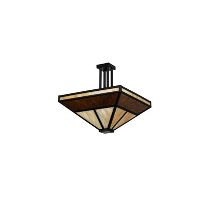 T Mission 8 Light 34" Wide Semi-Flush Ceiling Fixture - Flat Black Finish