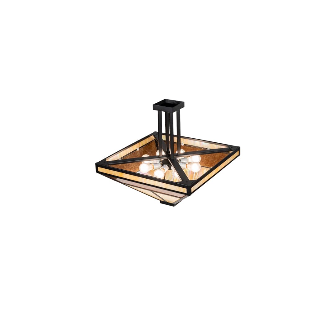 T Mission 8 Light 34" Wide Semi-Flush Ceiling Fixture - Flat Black Finish