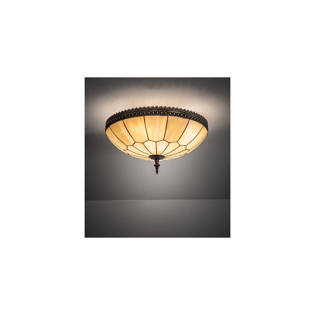 Vincent Honeycomb 4 Light 21" Wide Semi-Flush Bowl Ceiling Fixture with Iridescent Glass Shade - Mahogany Bronze Finish