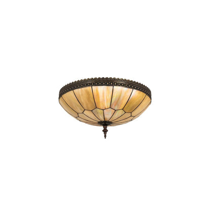 Vincent Honeycomb 4 Light 21" Wide Semi-Flush Bowl Ceiling Fixture with Iridescent Glass Shade - Mahogany Bronze Finish