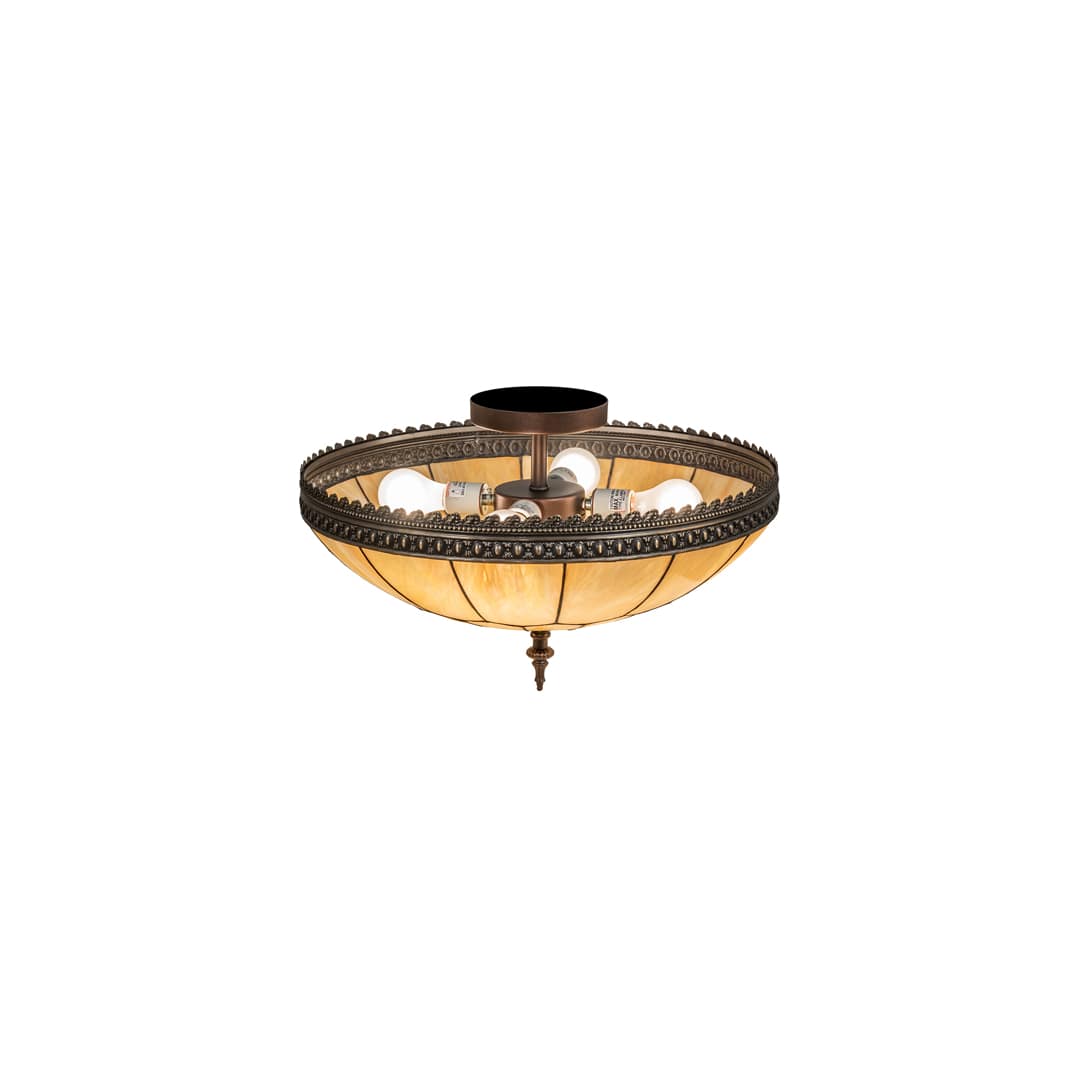 Vincent Honeycomb 4 Light 21" Wide Semi-Flush Bowl Ceiling Fixture with Iridescent Glass Shade - Mahogany Bronze Finish