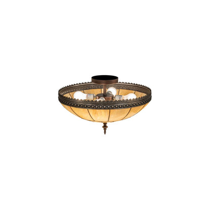 Vincent Honeycomb 4 Light 21" Wide Semi-Flush Bowl Ceiling Fixture with Iridescent Glass Shade - Mahogany Bronze Finish