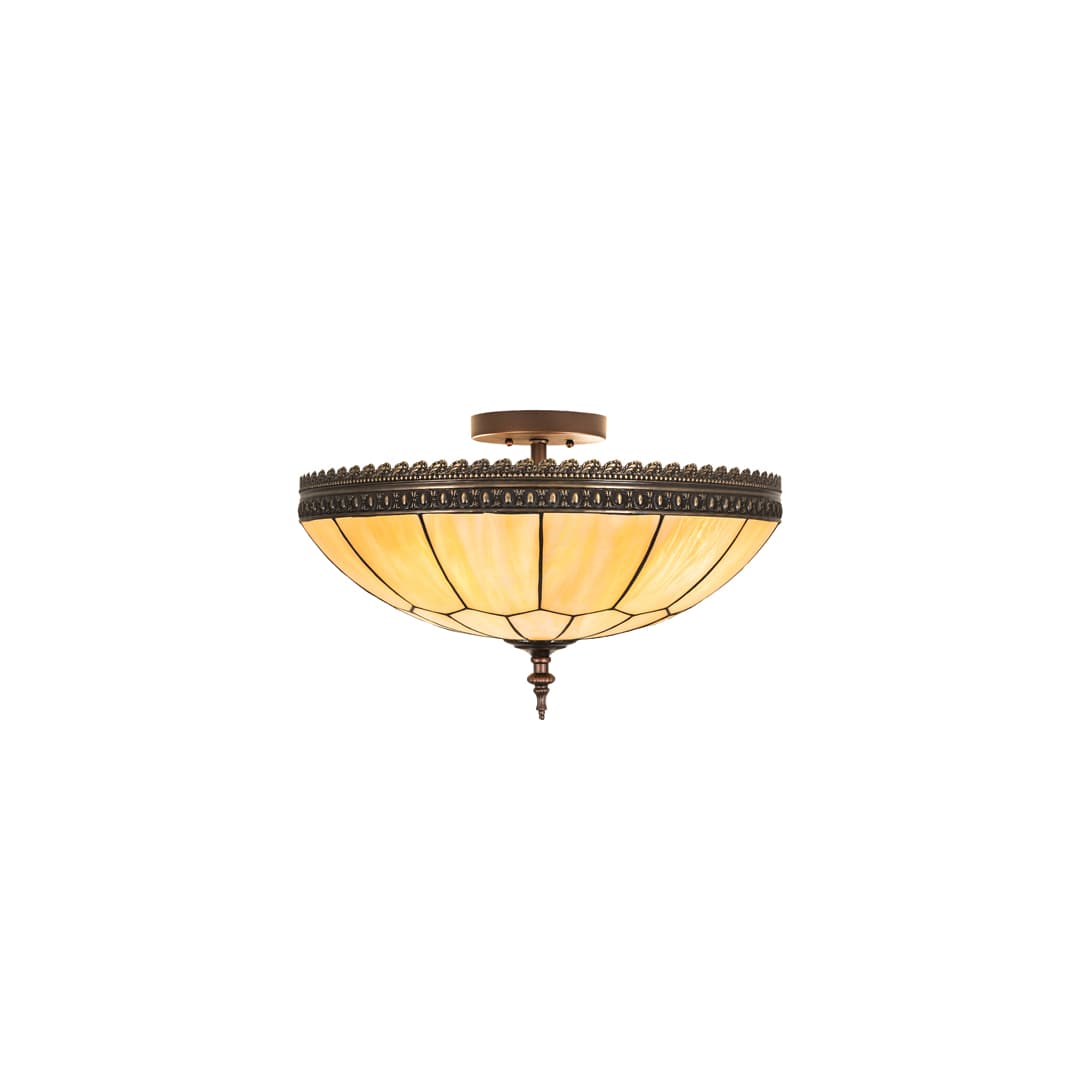Vincent Honeycomb 4 Light 21" Wide Semi-Flush Bowl Ceiling Fixture with Iridescent Glass Shade - Mahogany Bronze Finish