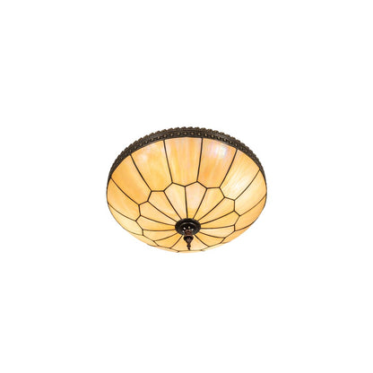 Vincent Honeycomb 4 Light 21" Wide Semi-Flush Bowl Ceiling Fixture with Iridescent Glass Shade - Mahogany Bronze Finish