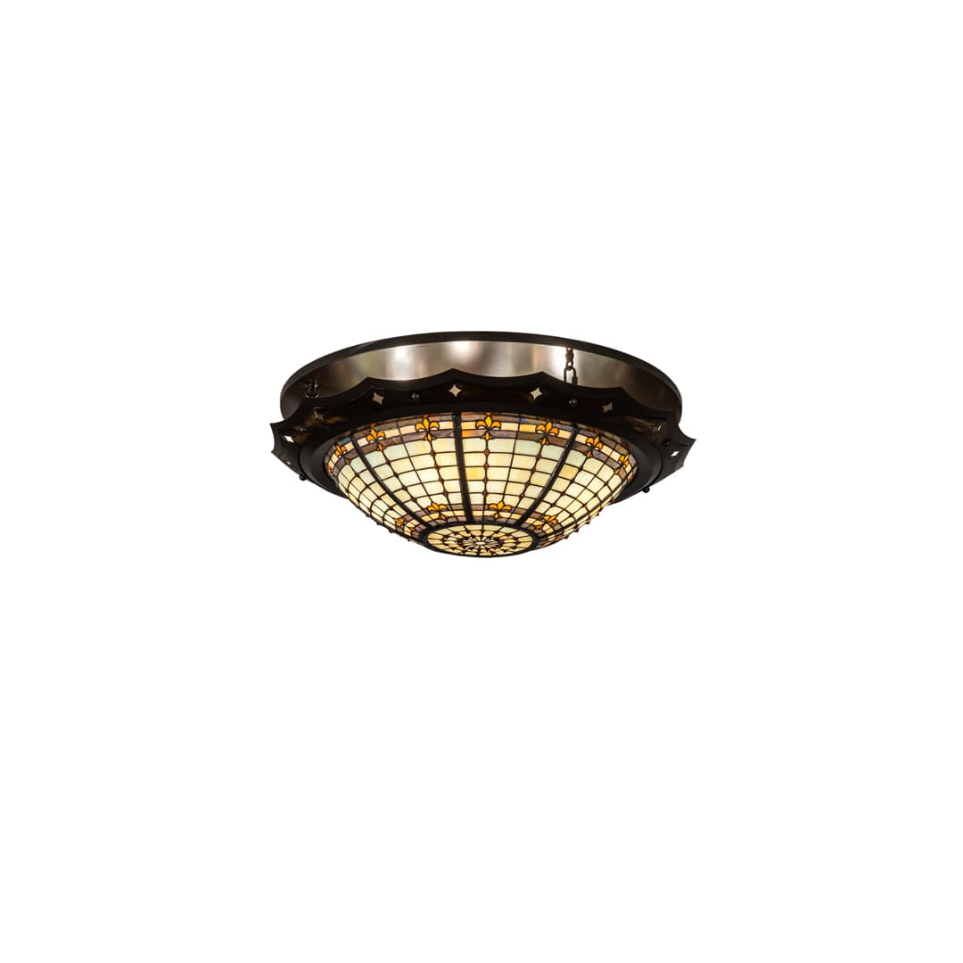 Fleur-de-Lite 4 Light 32" Wide Semi-Flush Bowl Ceiling Fixture