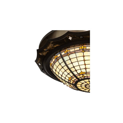 Fleur-de-Lite 4 Light 32" Wide Semi-Flush Bowl Ceiling Fixture