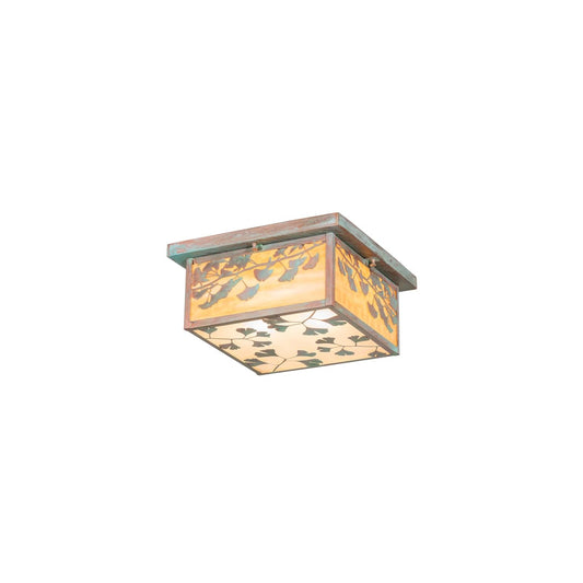 Hyde Park Ginkgo 2 Light 20" Wide Flush Mount Square Ceiling Fixture - Verdigris / Copper Finish