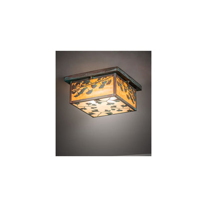 Hyde Park Ginkgo 2 Light 20" Wide Flush Mount Square Ceiling Fixture - Verdigris / Copper Finish