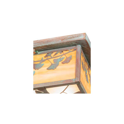 Hyde Park Ginkgo 2 Light 20" Wide Flush Mount Square Ceiling Fixture - Verdigris / Copper Finish