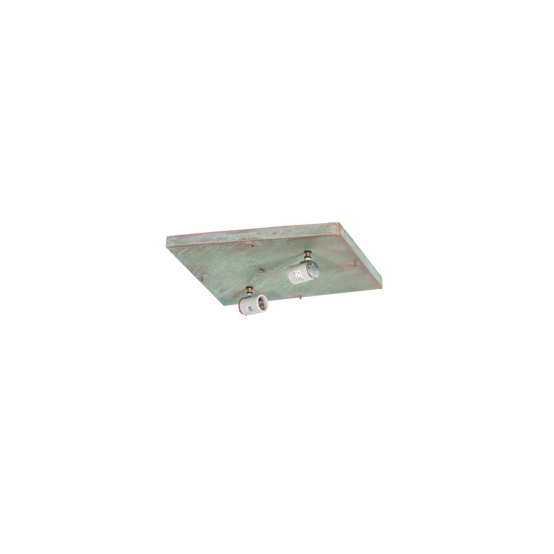 Hyde Park Ginkgo 2 Light 20" Wide Flush Mount Square Ceiling Fixture - Verdigris / Copper Finish