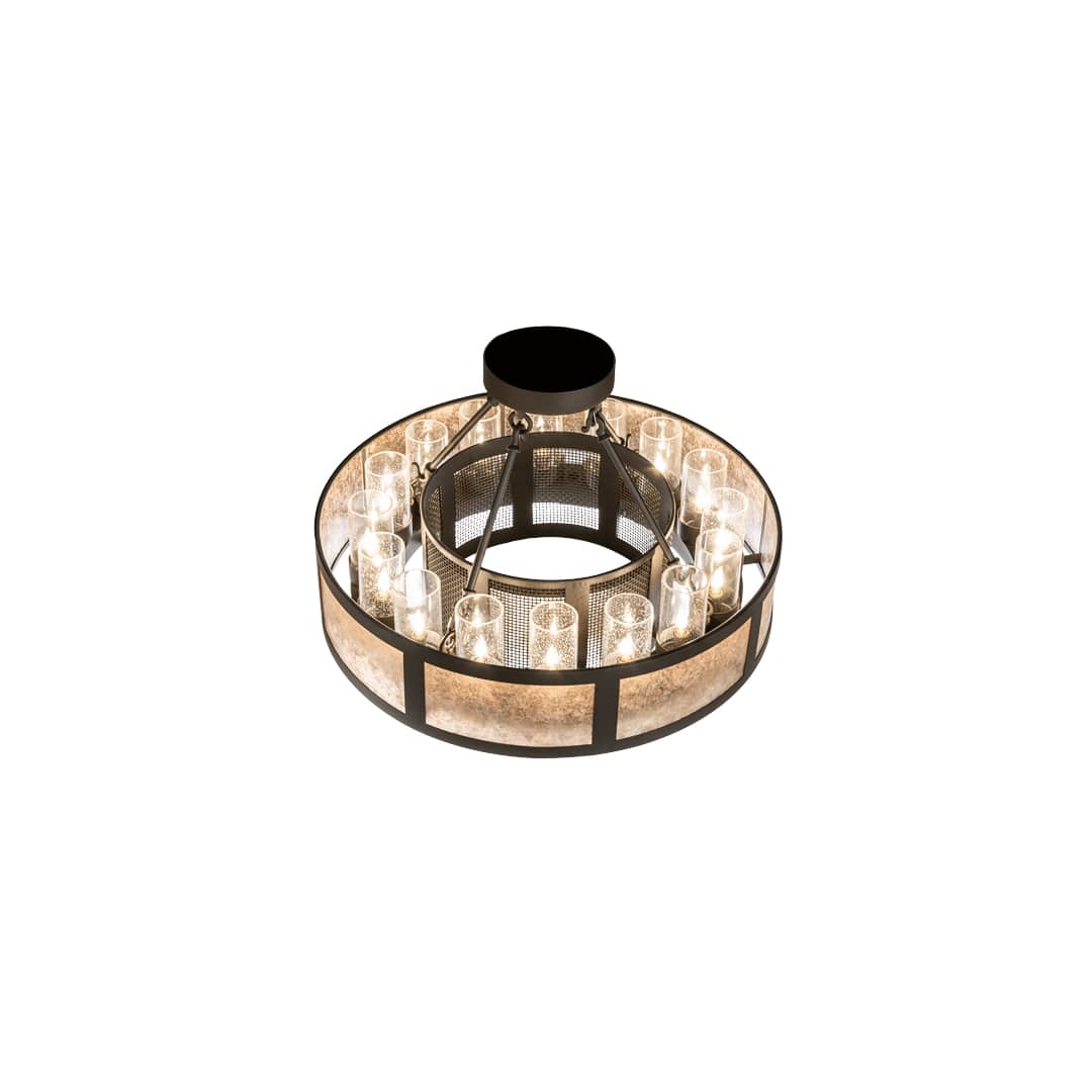 Smythe Craftsman 16 Light 30" Wide Semi-Flush Drum Ceiling Fixture