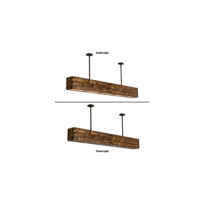 8 Light 120" Wide Wood Linear Pendant
