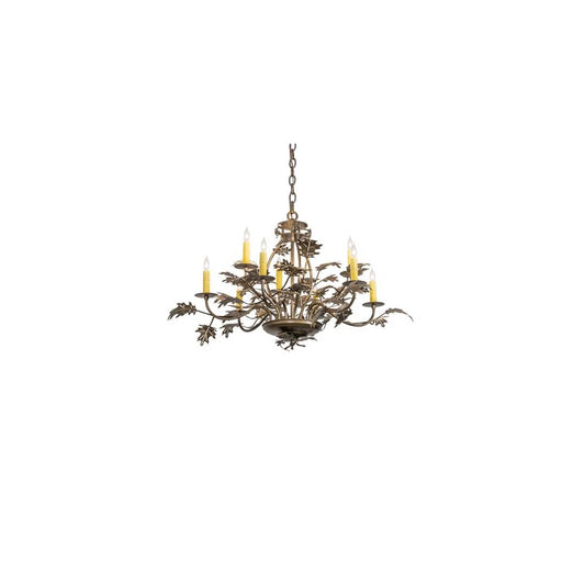 Oak Leaf 9 Light 32" Wide Taper Candle Style Chandelier