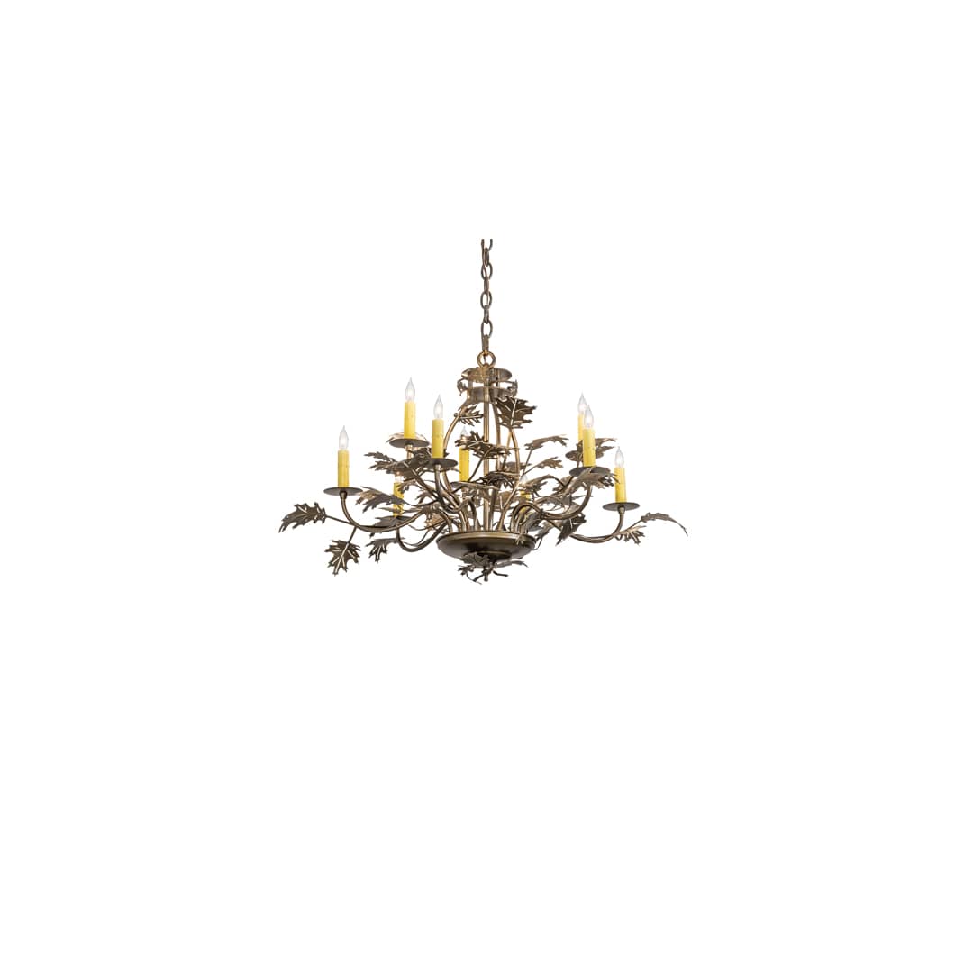 Oak Leaf 9 Light 32" Wide Taper Candle Style Chandelier