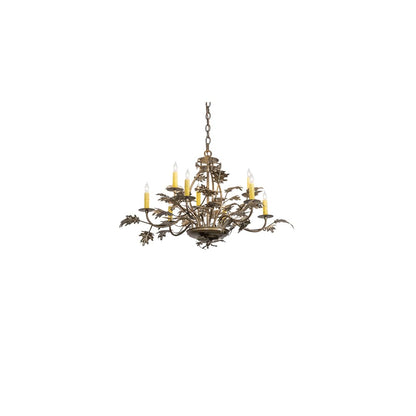 Oak Leaf 9 Light 32" Wide Taper Candle Style Chandelier