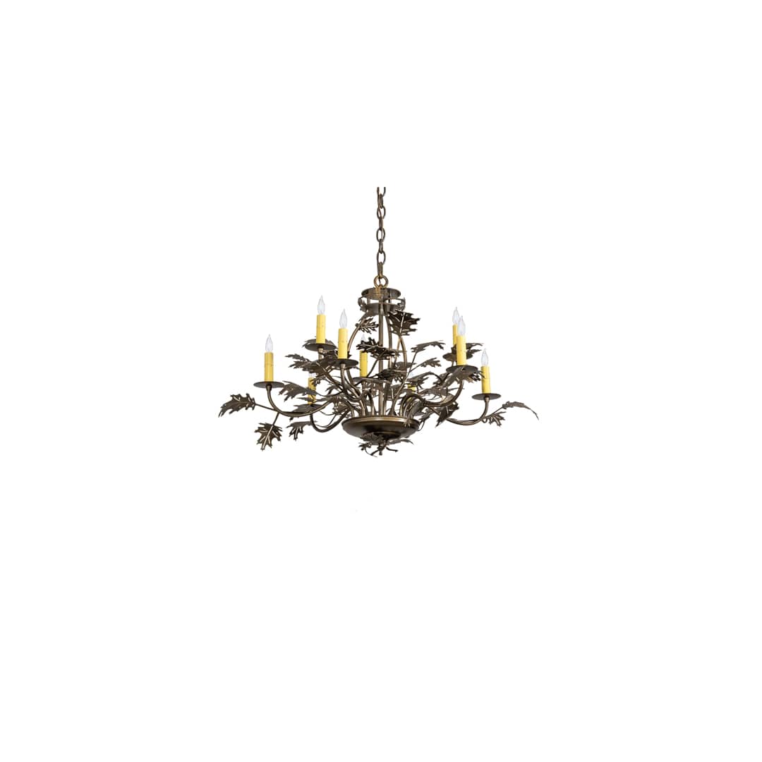 Oak Leaf 9 Light 32" Wide Taper Candle Style Chandelier