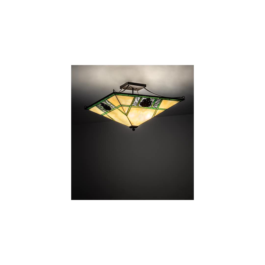 Pinecone Ridge 4 Light 37" Wide Semi-Flush Ceiling Fixture - Oil Rubbed Bronze Finish