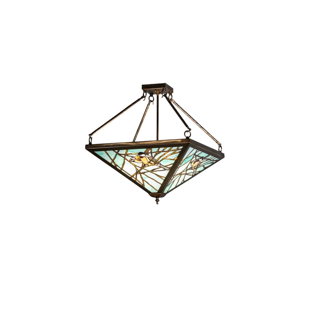 Backyard Friends 4 Light 24" Tall Semi-Flush Ceiling Fixture - Antique Copper Finish