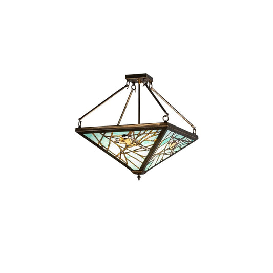 Backyard Friends 4 Light 24" Tall Semi-Flush Ceiling Fixture - Antique Copper Finish