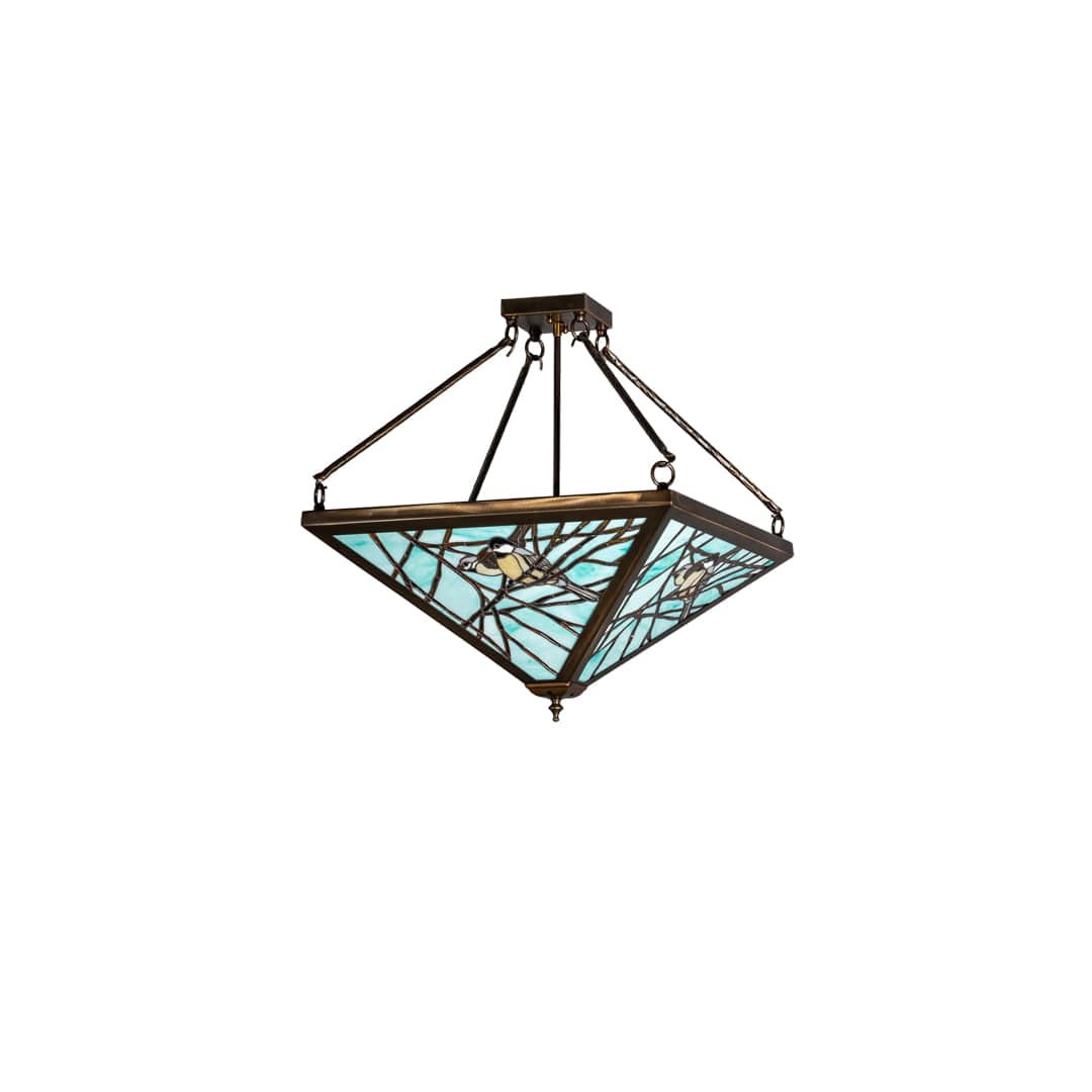 Backyard Friends 4 Light 24" Tall Semi-Flush Ceiling Fixture - Antique Copper Finish