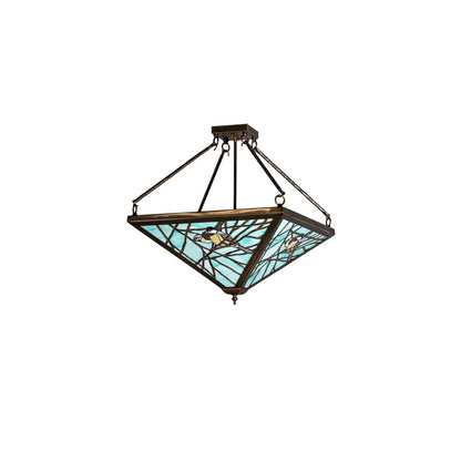 Backyard Friends 4 Light 24" Tall Semi-Flush Ceiling Fixture - Antique Copper Finish