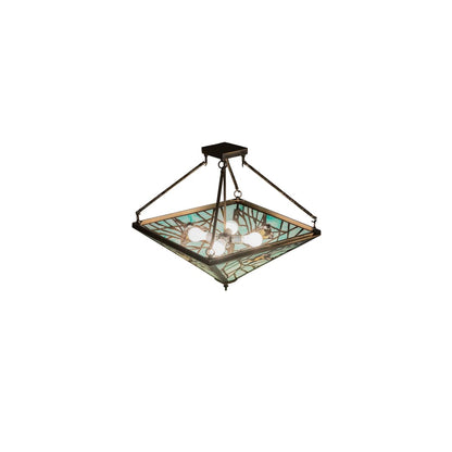 Backyard Friends 4 Light 24" Tall Semi-Flush Ceiling Fixture - Antique Copper Finish