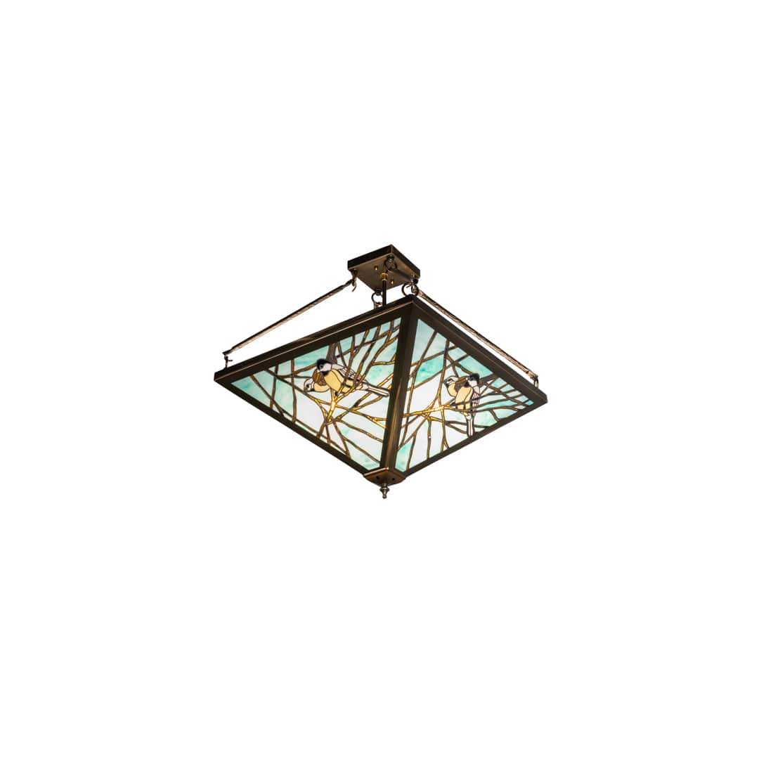 Backyard Friends 4 Light 24" Tall Semi-Flush Ceiling Fixture - Antique Copper Finish
