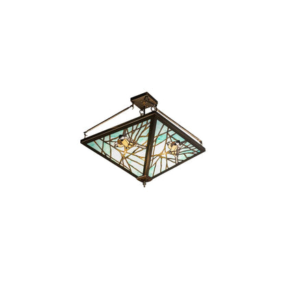 Backyard Friends 4 Light 24" Tall Semi-Flush Ceiling Fixture - Antique Copper Finish