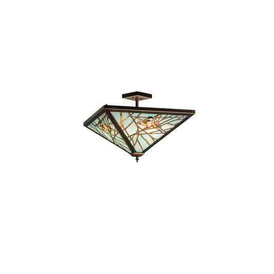 Backyard Friends 4 Light 16" Tall Semi-Flush Ceiling Fixture - Antique Copper Finish
