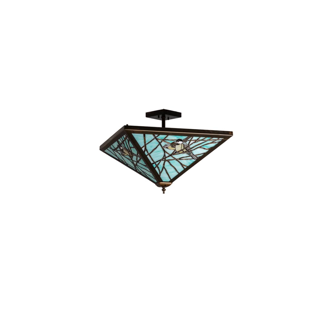 Backyard Friends 4 Light 16" Tall Semi-Flush Ceiling Fixture - Antique Copper Finish