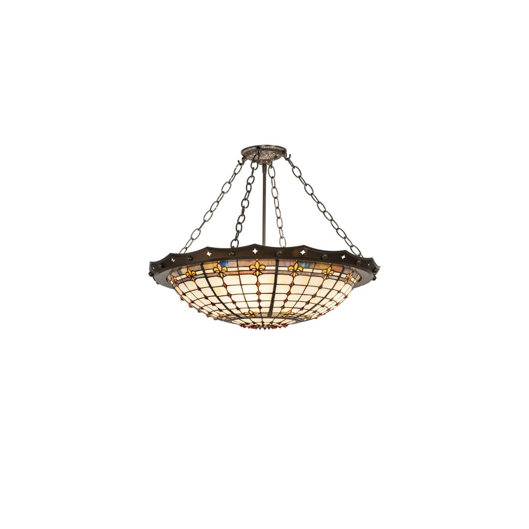 Fleur-de-Lite 4 Light 26" Wide Semi-Flush Bowl Ceiling Fixture