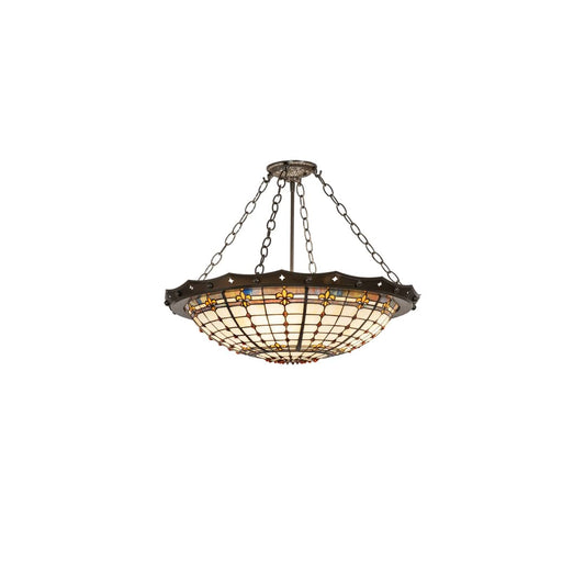 Fleur-de-Lite 4 Light 26" Wide Semi-Flush Bowl Ceiling Fixture