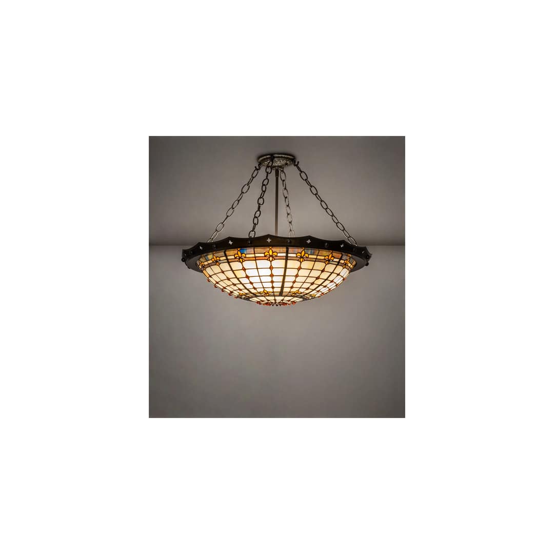 Fleur-de-Lite 4 Light 26" Wide Semi-Flush Bowl Ceiling Fixture