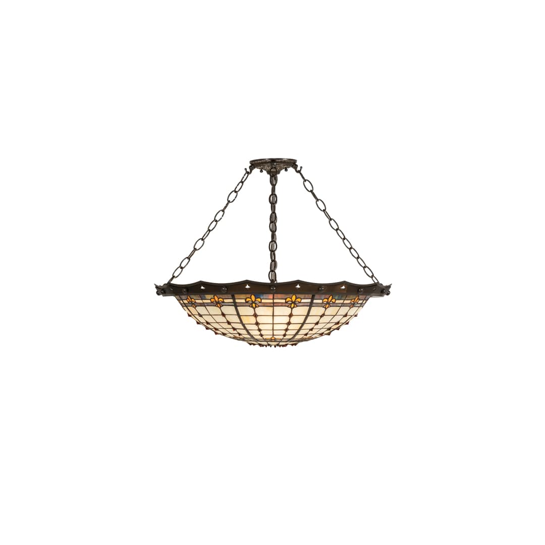 Fleur-de-Lite 4 Light 26" Wide Semi-Flush Bowl Ceiling Fixture