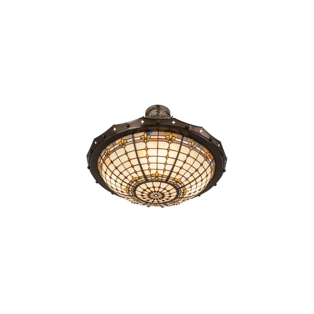 Fleur-de-Lite 4 Light 26" Wide Semi-Flush Bowl Ceiling Fixture