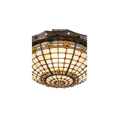 Fleur-de-Lite 4 Light 26" Wide Semi-Flush Bowl Ceiling Fixture