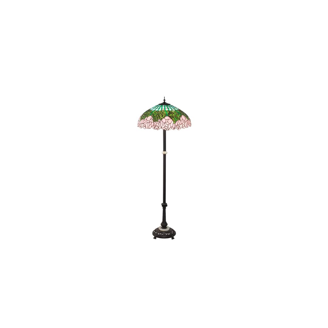 Tiffany Cabbage Rose 3 Light 62" Tall Buffet Floor Lamp
