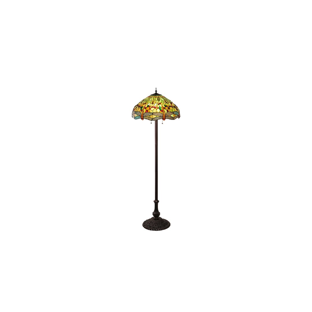 Tiffany Hanginghead Dragonfly 3 Light 62" Tall Buffet Floor Lamp