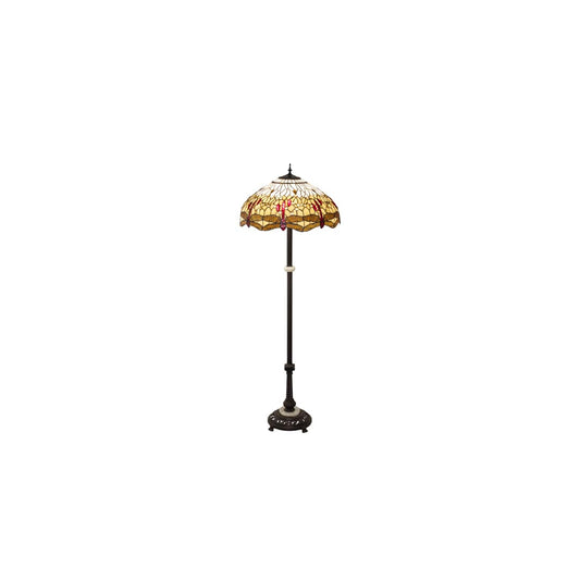 Tiffany Hanginghead Dragonfly 3 Light 62" Tall Buffet Floor Lamp