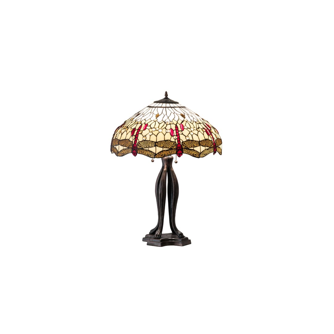 Tiffany Hanginghead Dragonfly 3 Light 30" Tall Buffet Table Lamp