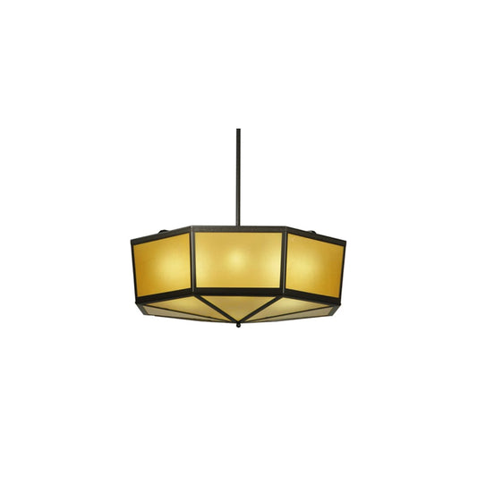 Eltham 4 Light 36" Wide Pendant with Amber Art Glass Shade - Timeless Bronze Finish