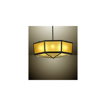 Eltham 4 Light 36" Wide Pendant with Amber Art Glass Shade - Timeless Bronze Finish